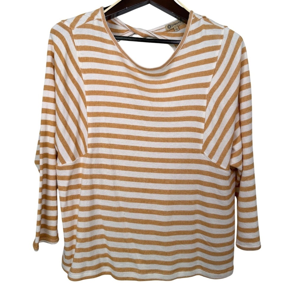 Democracy Women Striped Twist Back Cutout Sweater Top Long Sleeve Size L